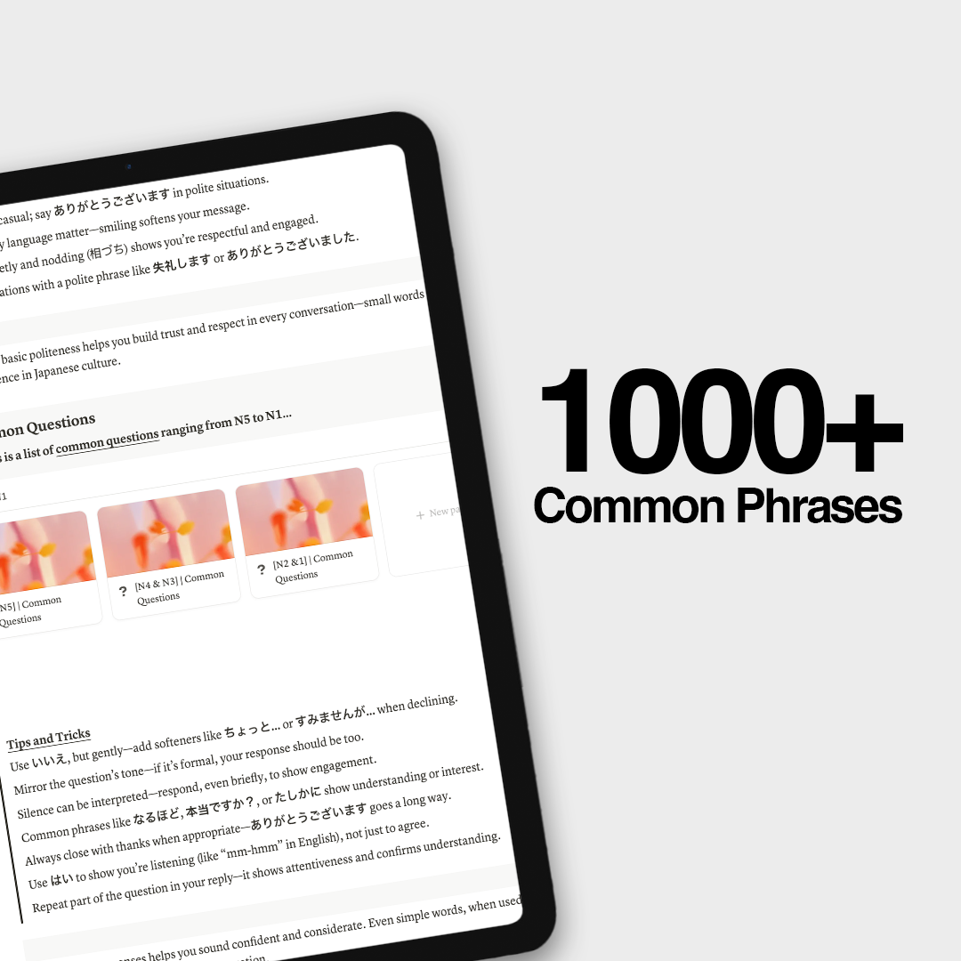 1000+ Japanese Common Phrases | Digital Workbook
