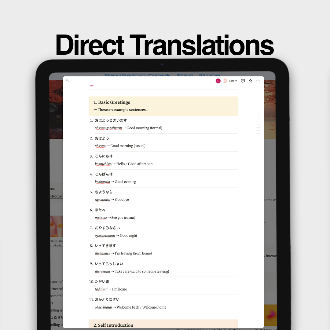 1000+ Japanese Common Phrases | Digital Workbook