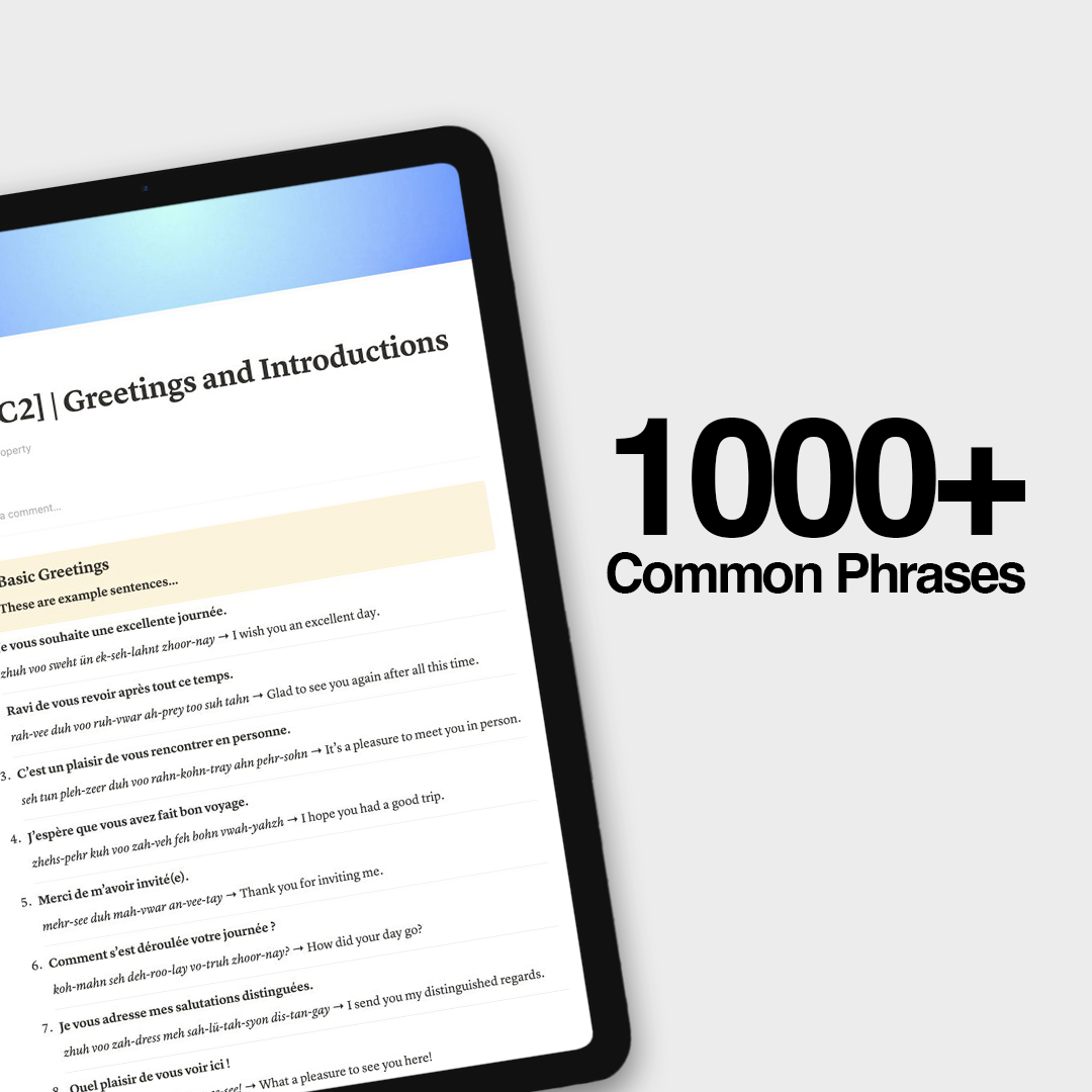 1000+ French Common Phrases | Digital Workbook