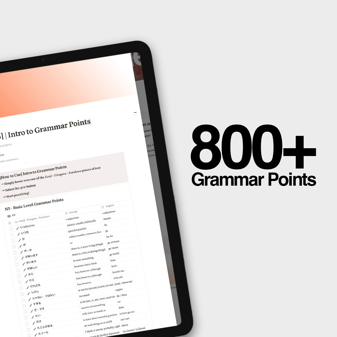 800+ Japanese Grammar Points | Grammar Guide