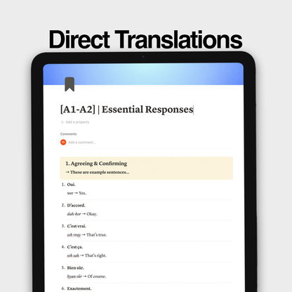 1000+ French Common Phrases | Digital Workbook