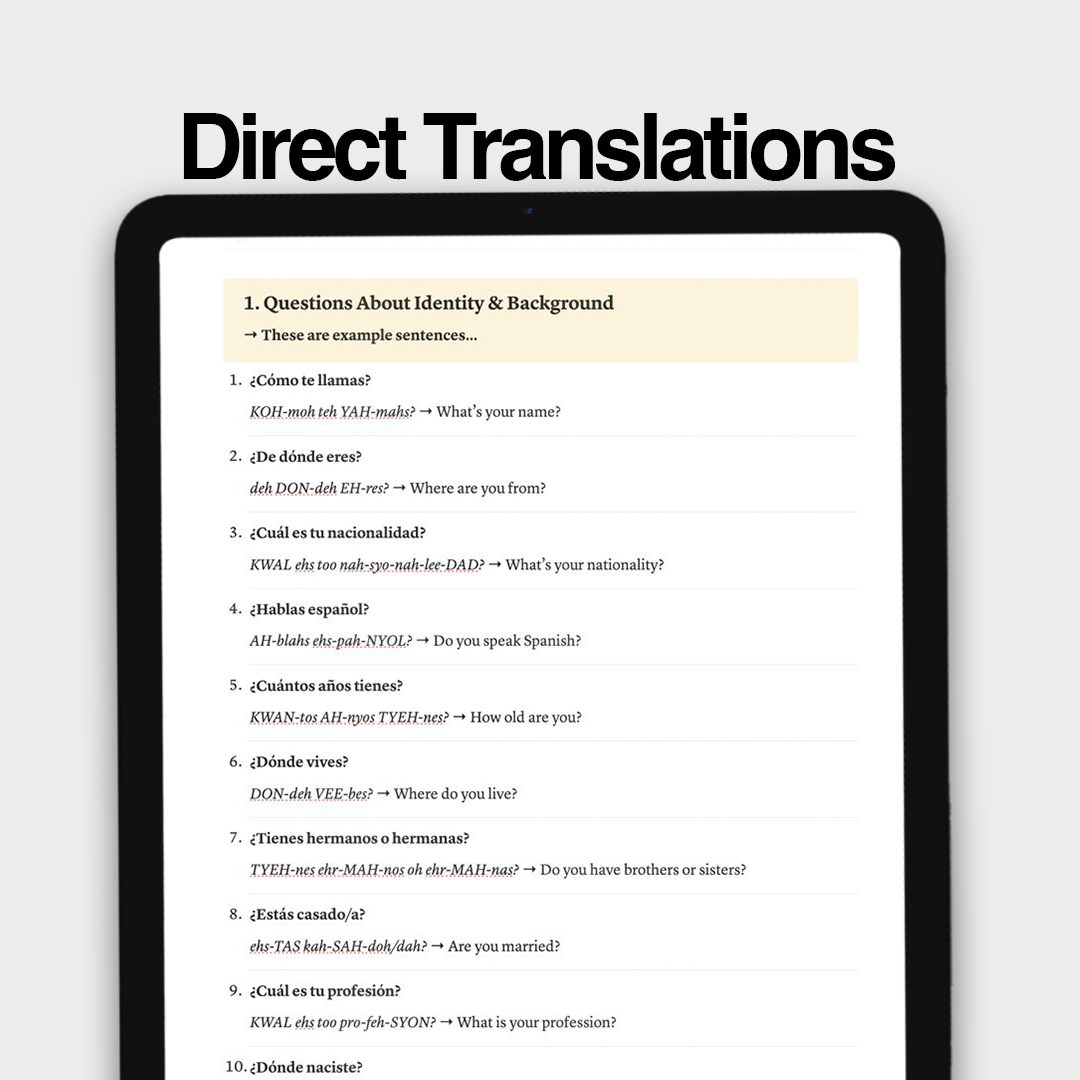 1000+ Spanish Common Phrases | Digital Workbook