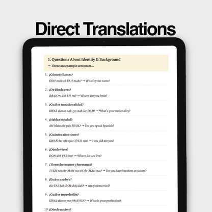 1000+ Spanish Common Phrases | Digital Workbook