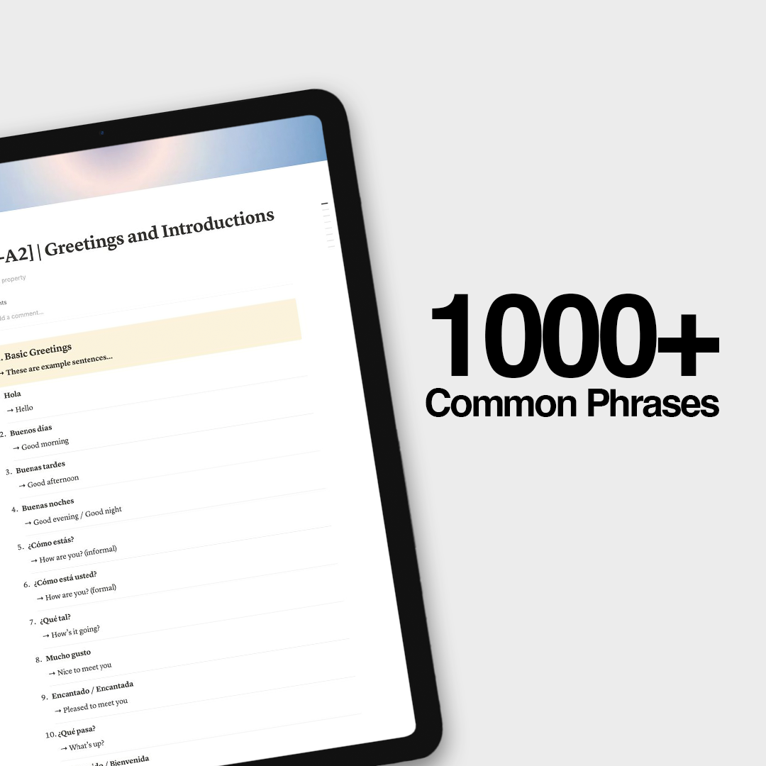 1000+ Spanish Common Phrases | Digital Workbook
